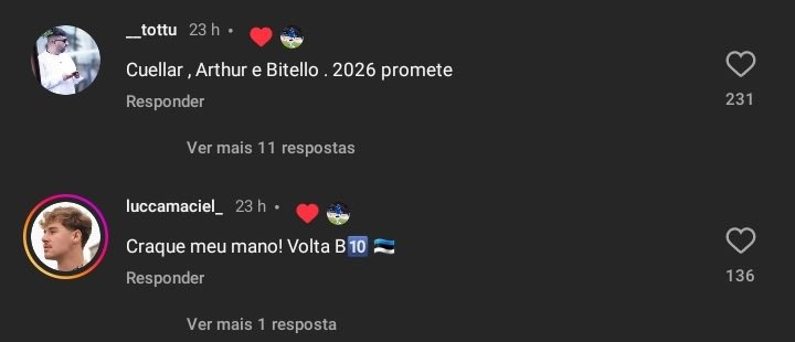 Print de torcedores do Grêmio pedindo a volta de Bitello